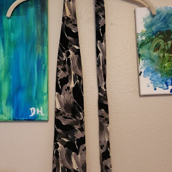 Tie black & grey 100% silk Pierre Balmann like watercolor beautiful wedding to c - Picture 1 of 9